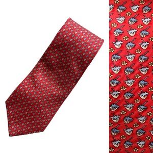 Salvatore Ferragamo Tie Red Strawberry Print 100% Silk Made in Italy Designer